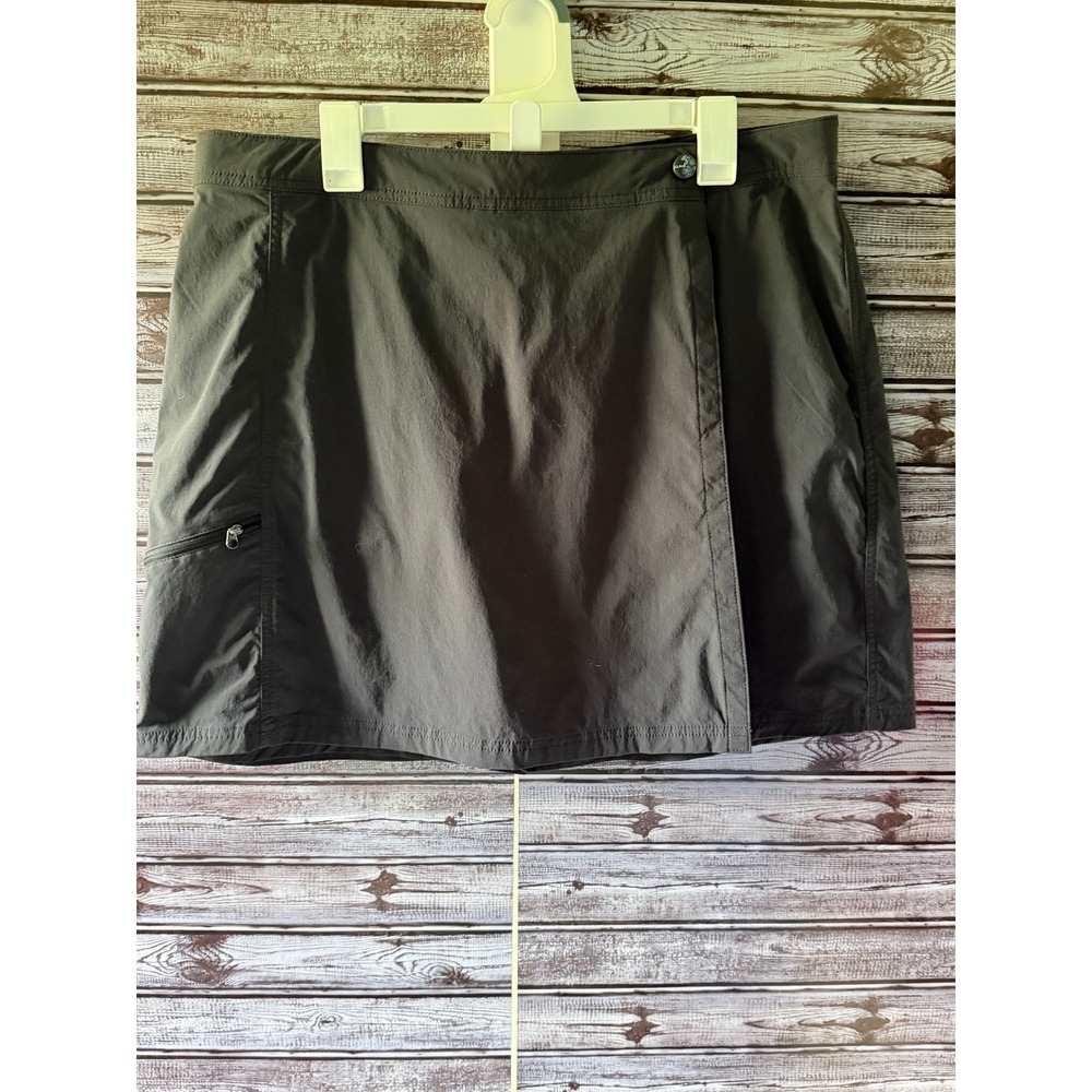 LL Bean Women's Hiking Skort Size 16 Charcoal Gray Zippered Pockets